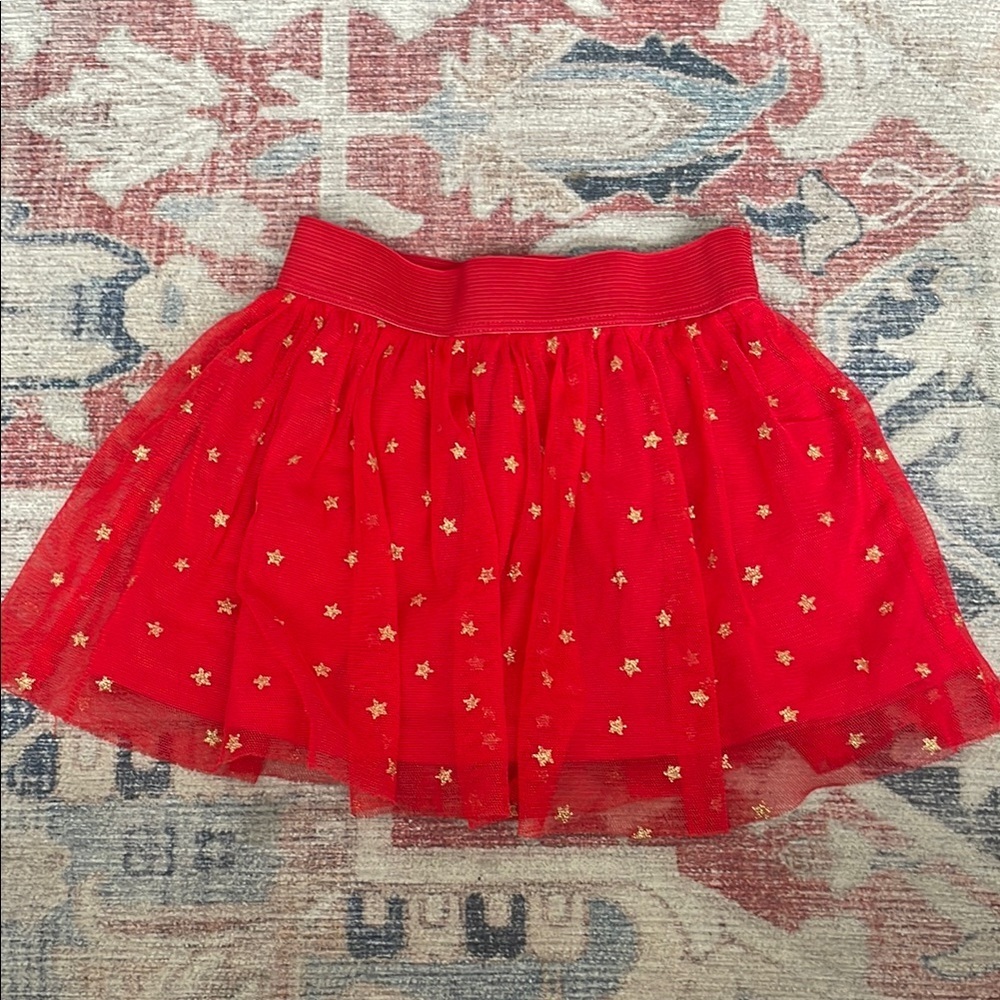 Okie Dokie Red Skirt with Gold Stars